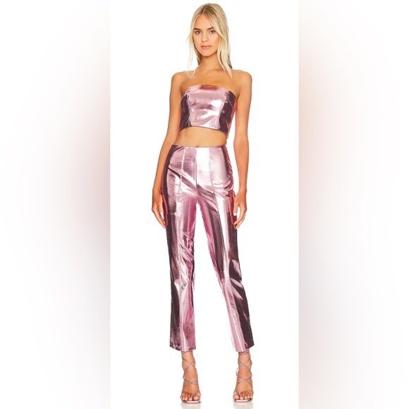 REVOLVE Song of Style Masha Pant in Metallic Pink - Picture 5 of 6